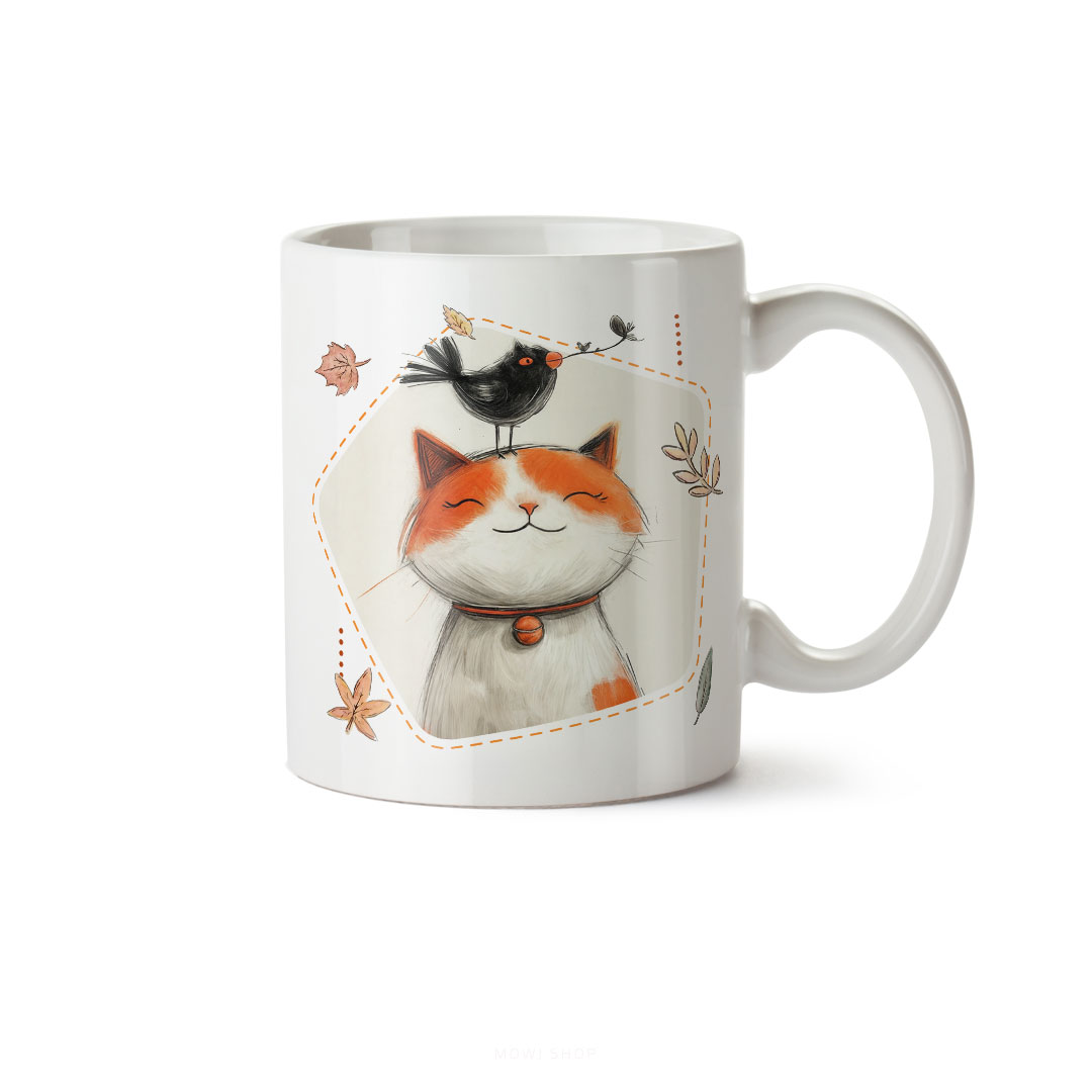ماگ سرامیکی ساده طرح فانتزی گربه کد MUG-124