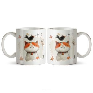 ماگ سرامیکی ساده طرح فانتزی گربه کد MUG-124