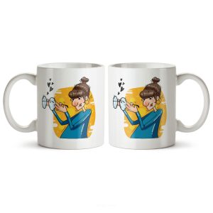 ماگ سرامیکی ساده طرح دخترانه دختر عینکی کد MUG-149