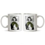 ماگ سرامیکی ساده طرح دخترانه فانتزی دختر و گربه کد MUG-155
