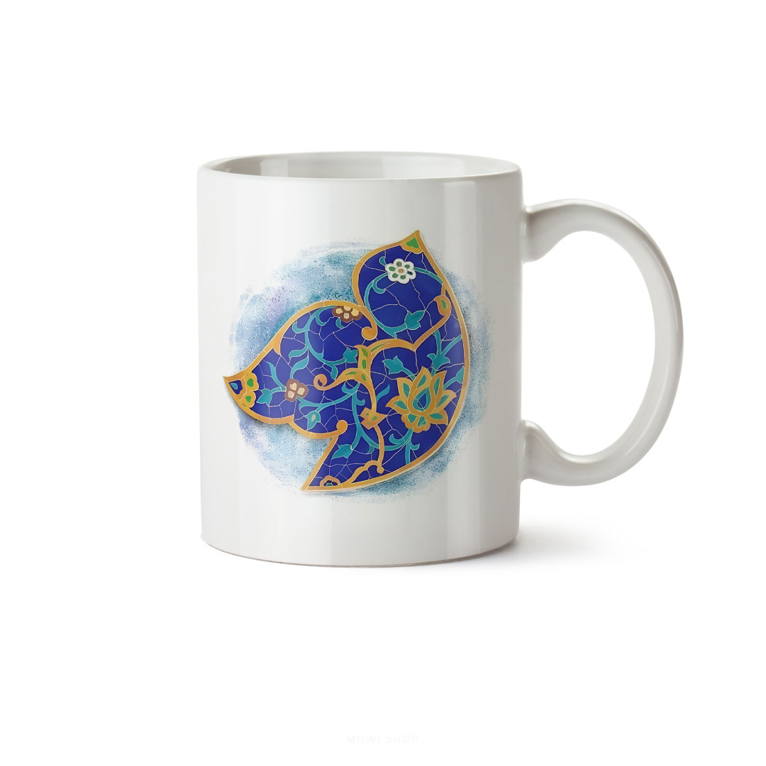 ماگ سرامیکی ساده طرح هنری و سنتی پرنده کد MUG-157