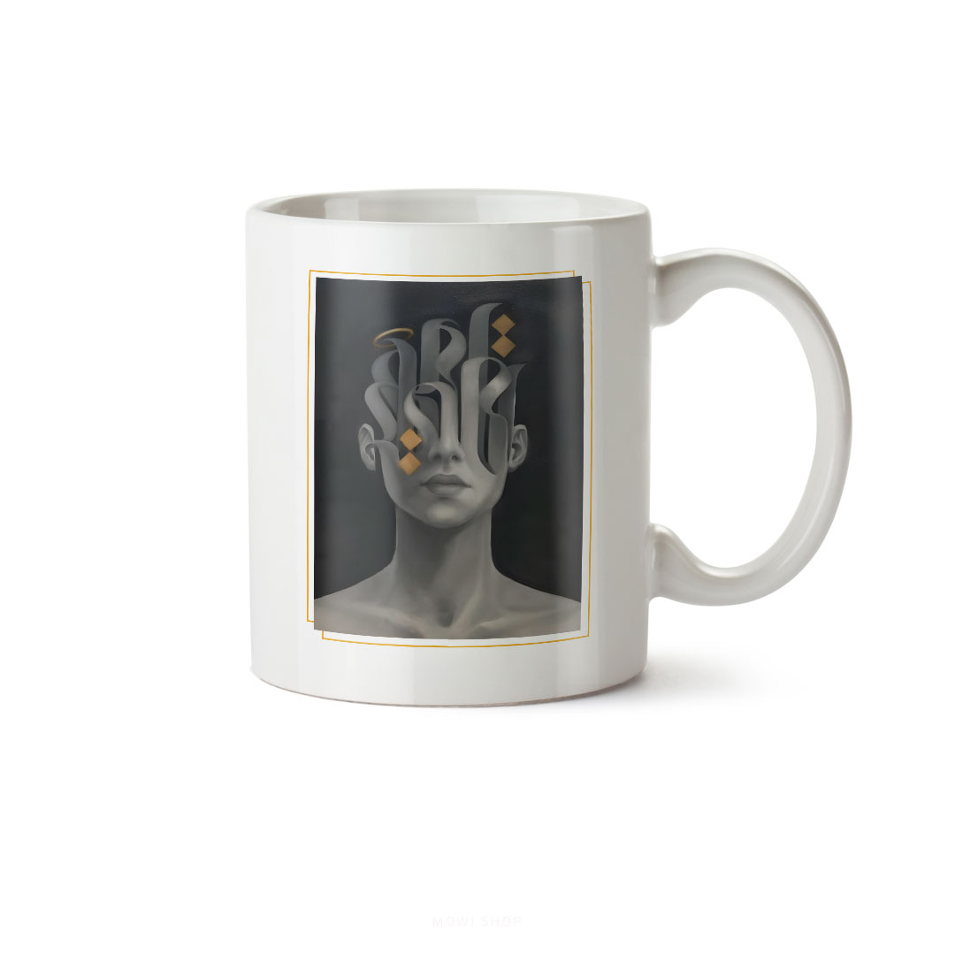 ماگ سرامیکی ساده طرح هنری دختر متفکر کد MUG-158