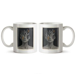 ماگ سرامیکی ساده طرح هنری دختر متفکر کد MUG-158