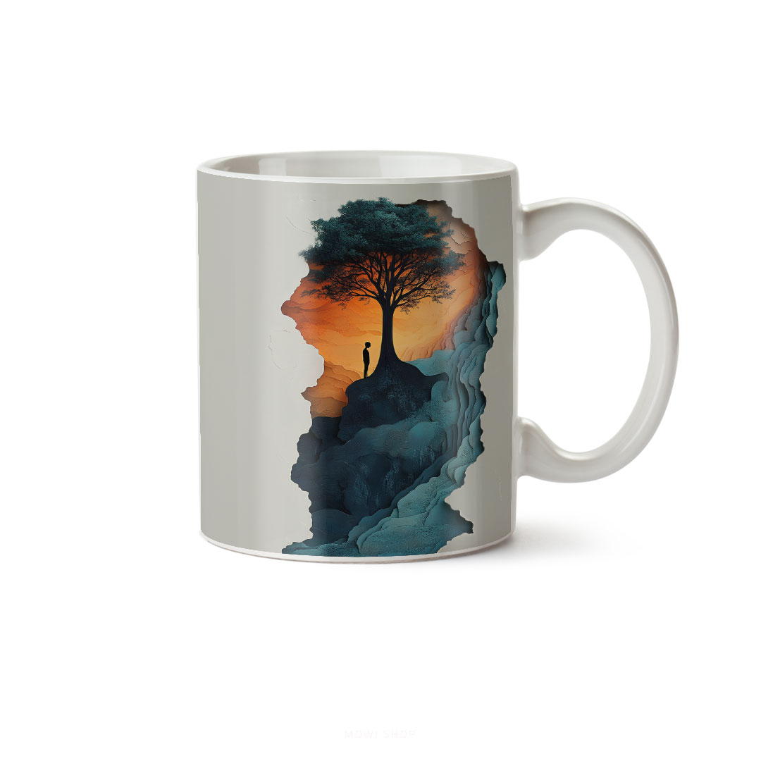 ماگ سرامیکی ساده طرح هنری طبیعت کد MUG-166