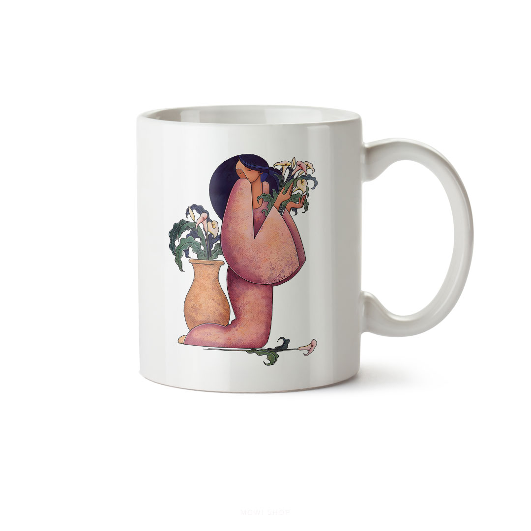 ماگ سرامیکی ساده طرح دخترانه دختر احساسی کد MUG-169