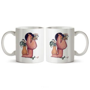 ماگ سرامیکی ساده طرح دخترانه دختر احساسی کد MUG-169