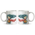 ماگ سرامیکی ساده طرح دخترانه دختر و گربه کد MUG-196